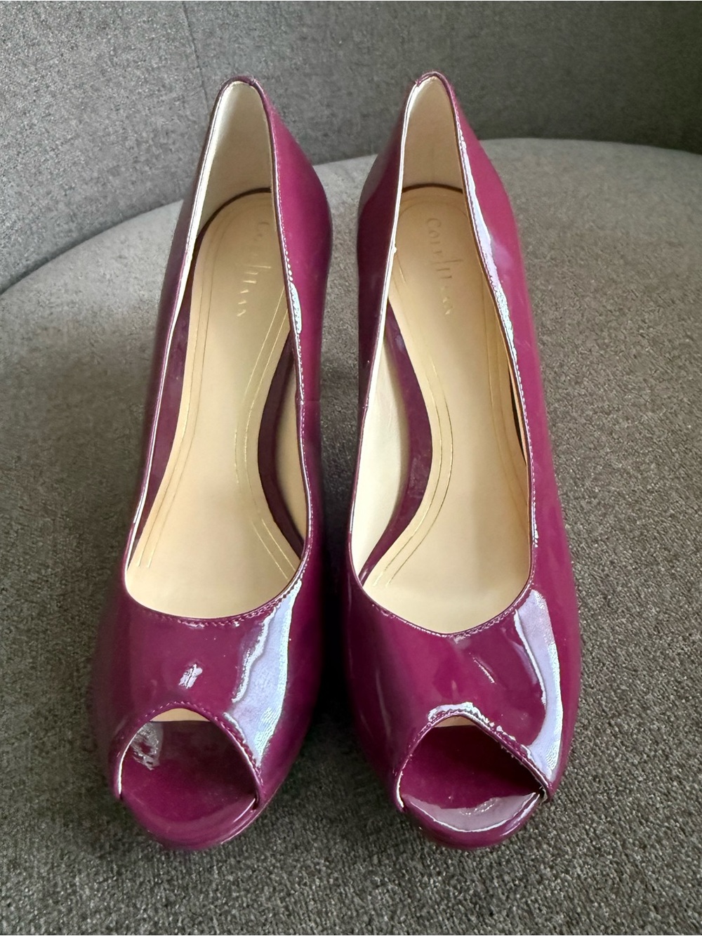 Cole Haan x nike Patent Peep-Toe Pumps in Berry